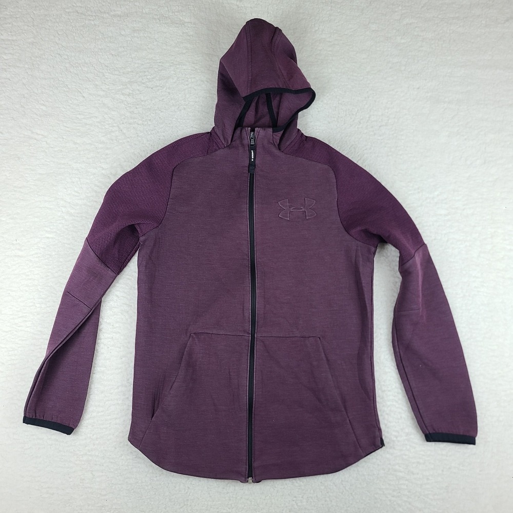 Under Armour Hoodie Mens Small Purple Full Zip Jacket Sweater Activewear